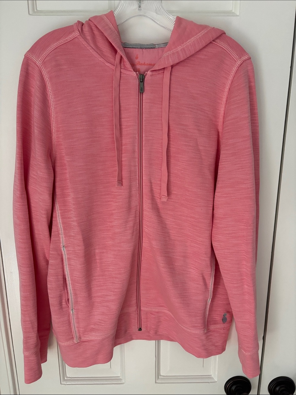 Tommy Bahama Coral Pink Hooded Zip Top